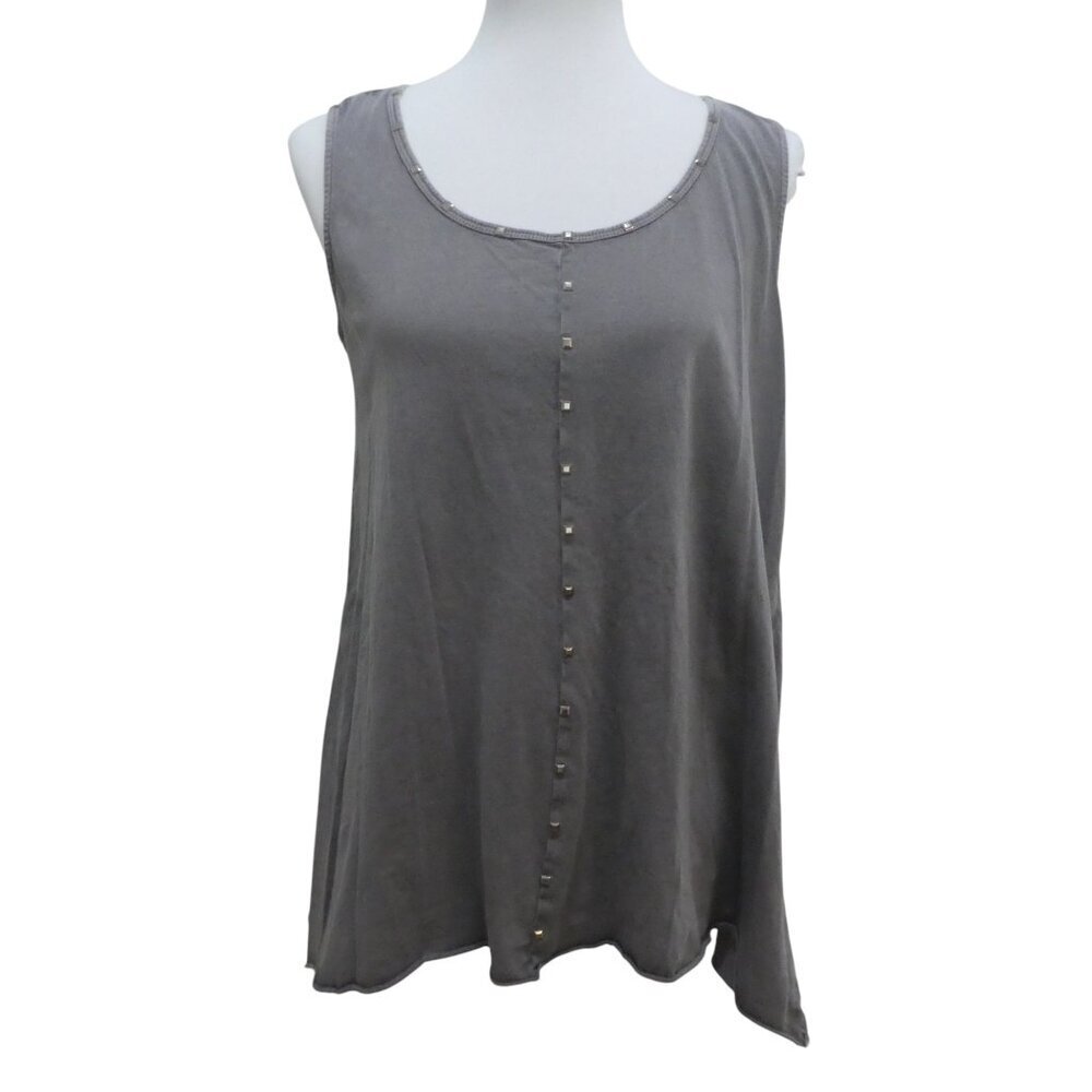 Soft Surroundings Purple Cotton Sleeveless Raw Hem Tank Top Tunic Womens Small